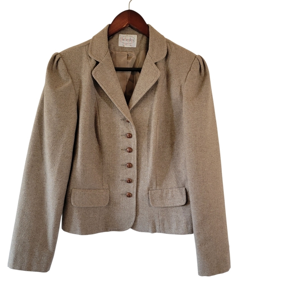 VTG Union Swingles Beige Single Breasted Wool Blazer Sz 13/S Old Money Preppy
